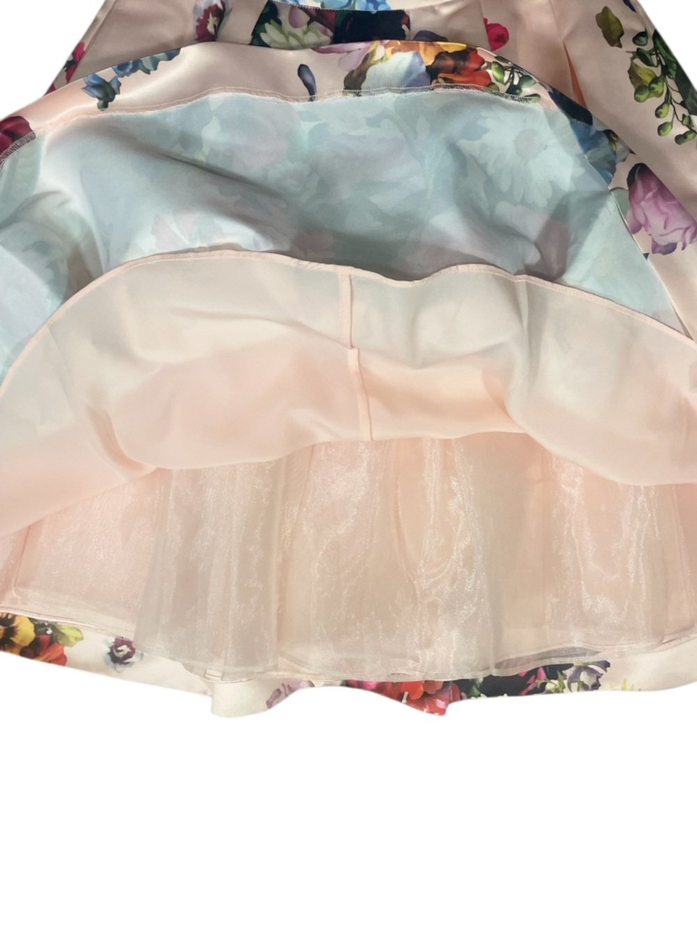 Ted Baker Pink “Flowtii Oil Painting” Floral Print A-Line Skirt - Picture 7 of 14